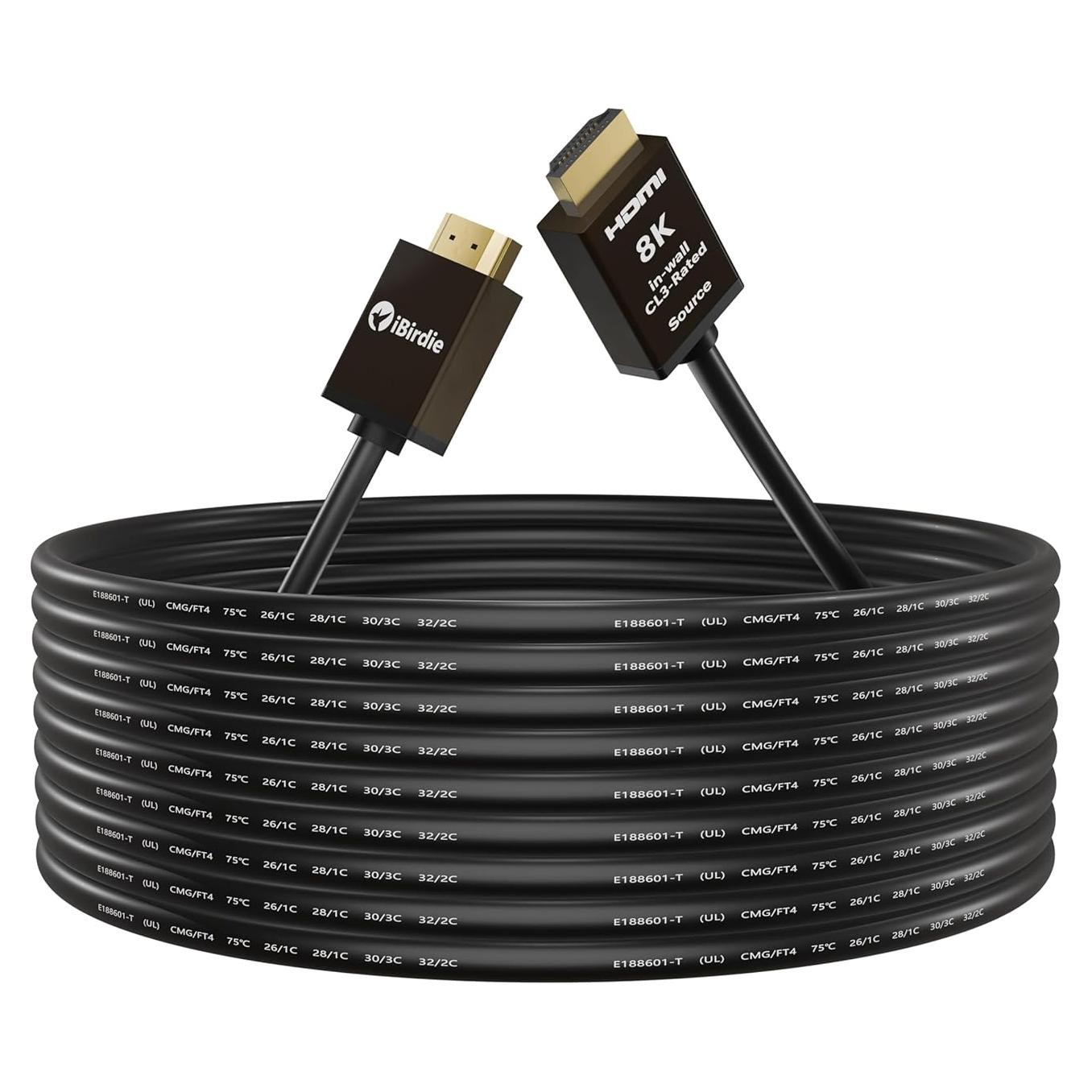 Cable HDMI de fibra óptica iBirdie 8K 62m CL3 para instalación