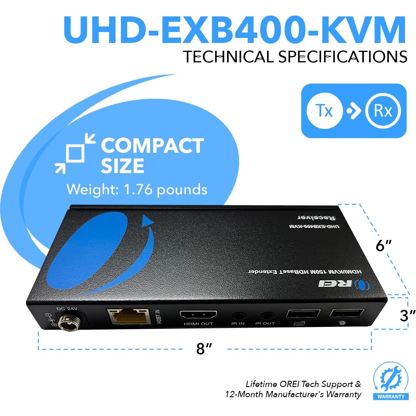 Extensor KVM HDMI 4K OREI EX-400C - 400 pies, USB