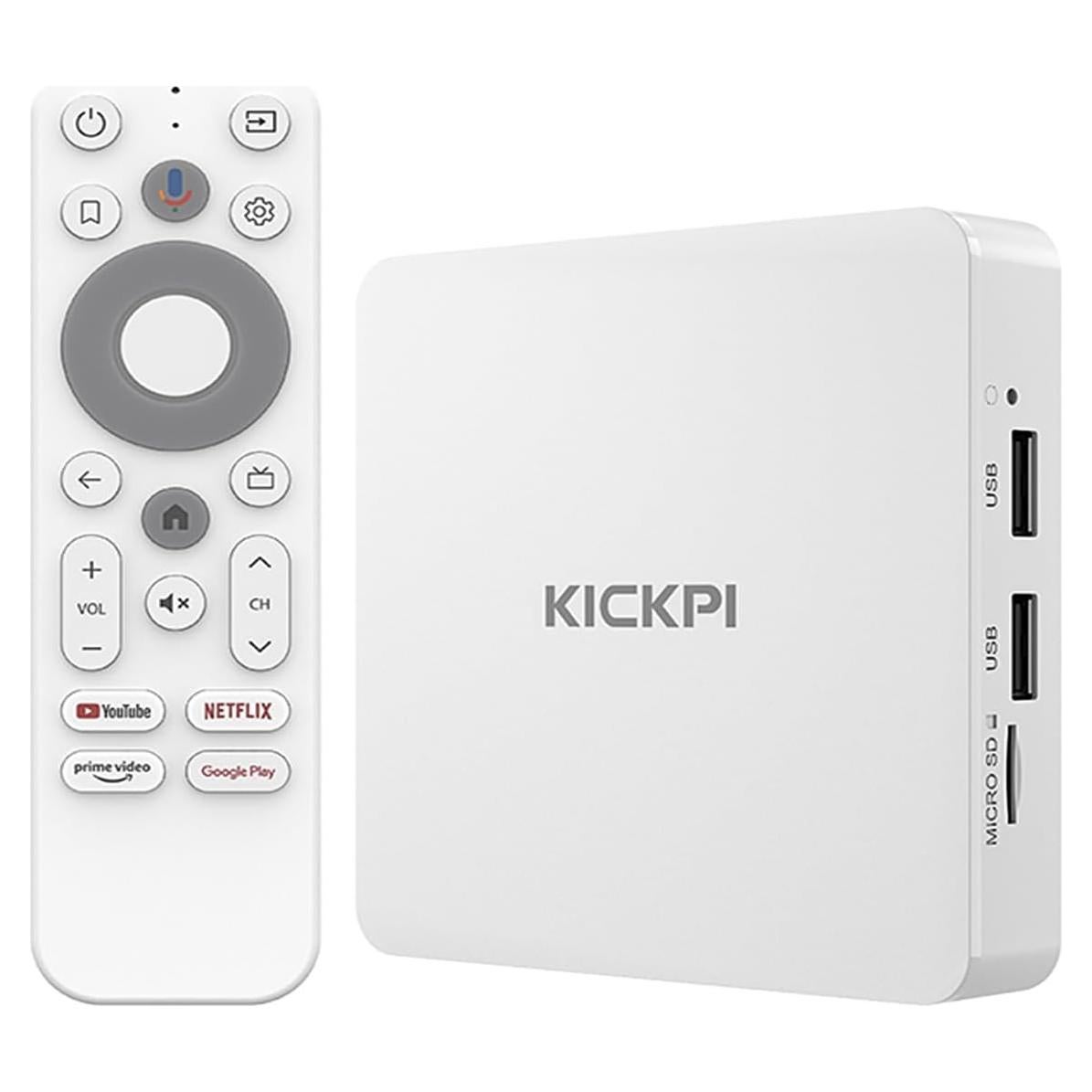 Caja Android TV KICKPI KP1 4K Google Certificada, 2GB RAM, 32GB