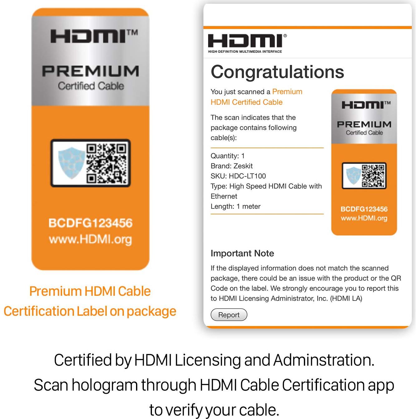 Cable HDMI 2.0b Zeskit Lite 1.5m Ultra Delgado 18Gbps 4K