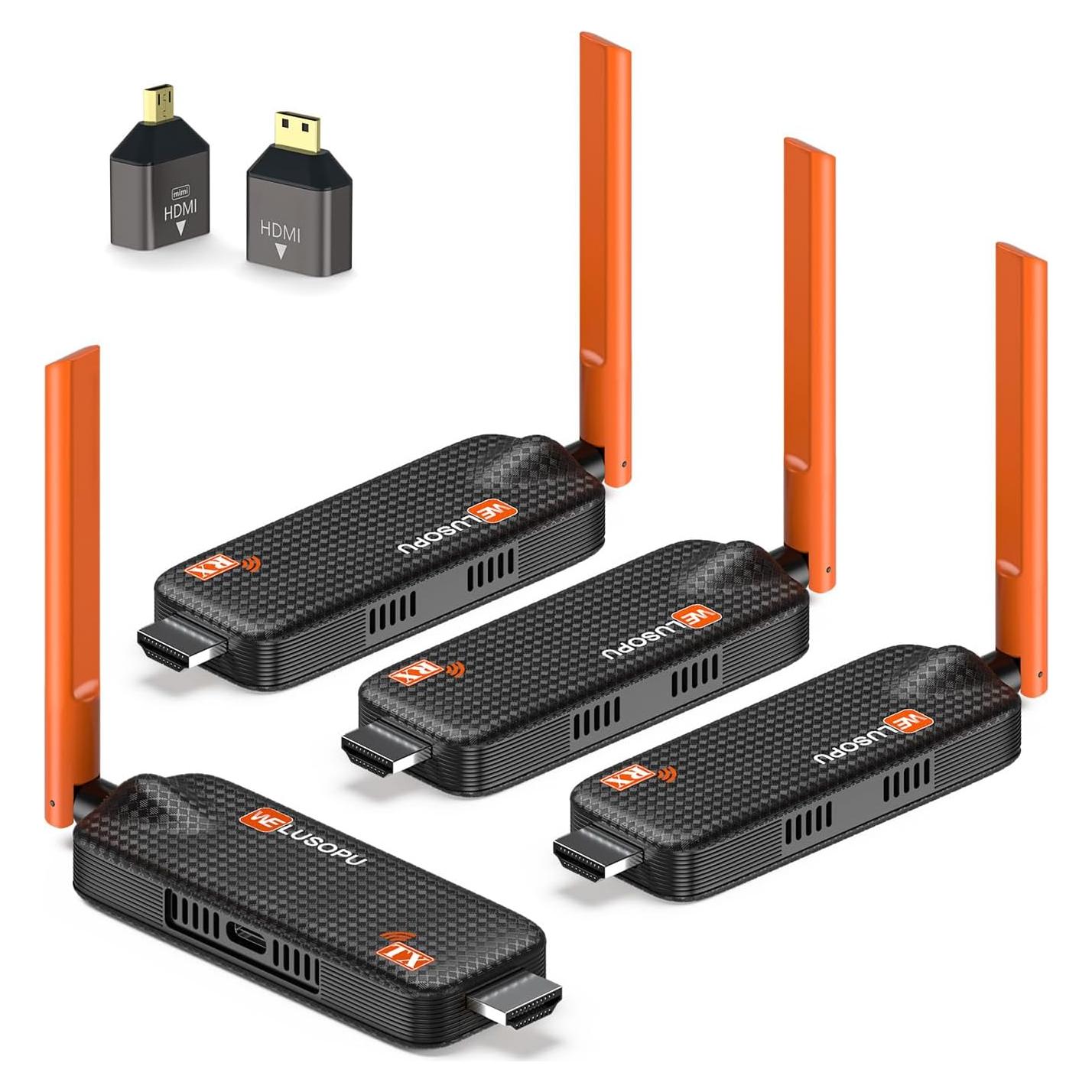 Transmisor HDMI Inalámbrico WELUSOPU 1TX+3RX 50m 4K/1080p
