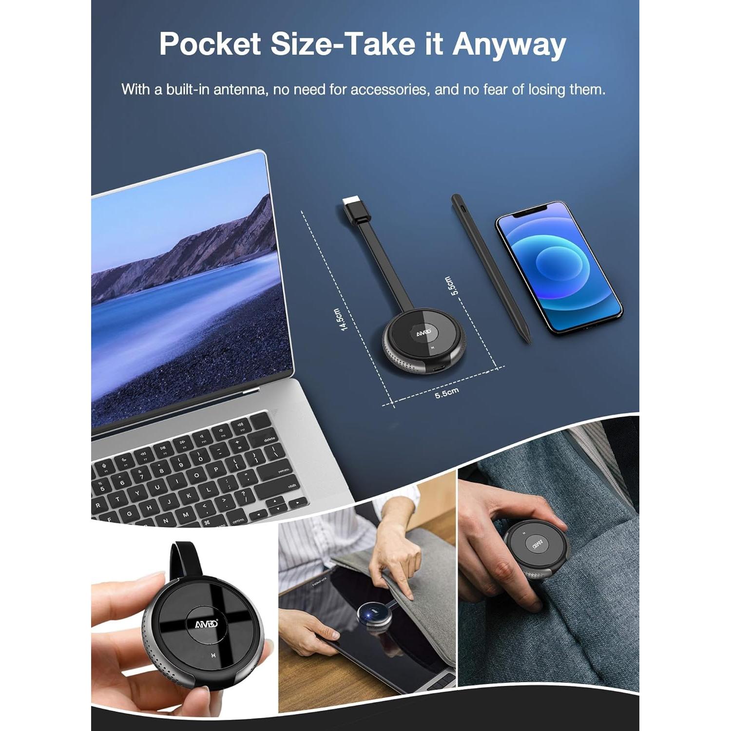 Adaptador de Pantalla Inalámbrico AIMIBO 4K HDMI Plata