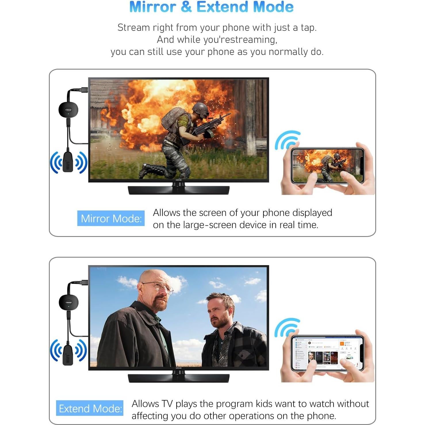 Adaptador Inalámbrico HDMI AT-Mizhi 4K Negro - Espejo Pantalla