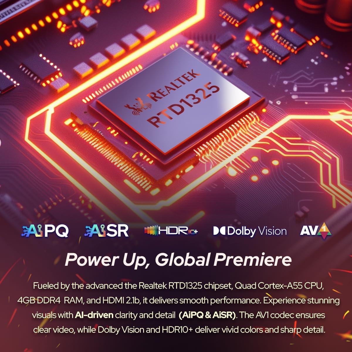 RockTek GX1 - Streaming 4K UHD con Google TV, HDR y Dolby Atmos