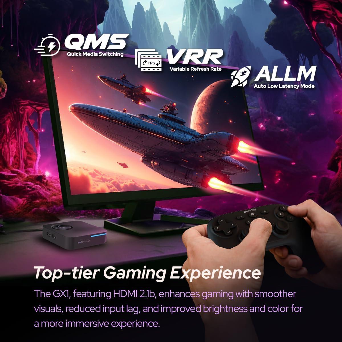 RockTek GX1 - Streaming 4K UHD con Google TV, HDR y Dolby Atmos