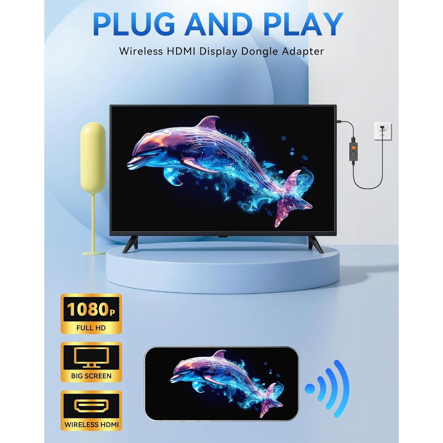 Adaptador Inalámbrico HDMI Tongtion 1080p, Conectar y Usar