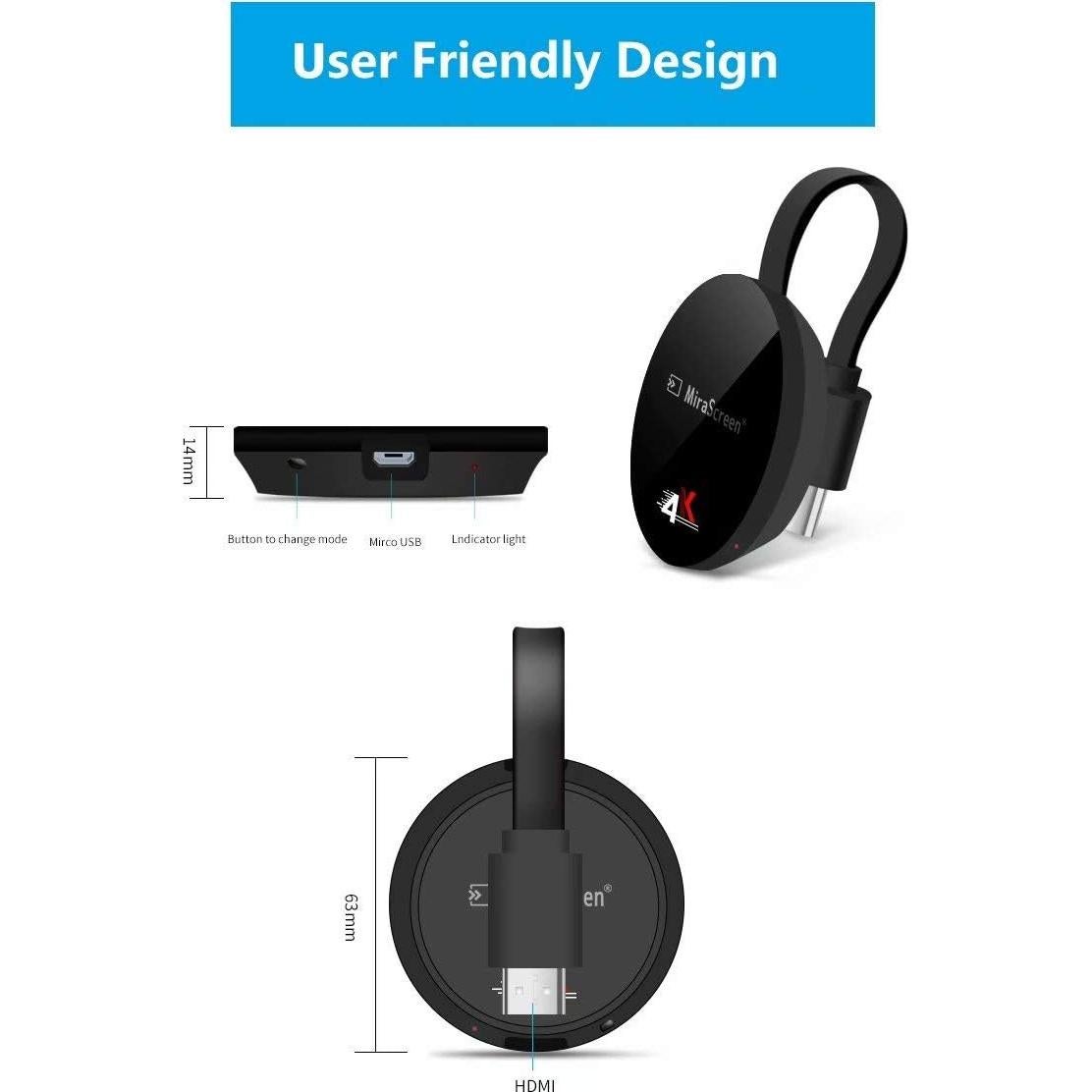 Receptor Inalámbrico SmartSee 1080P HDMI Duplicador de Pantalla