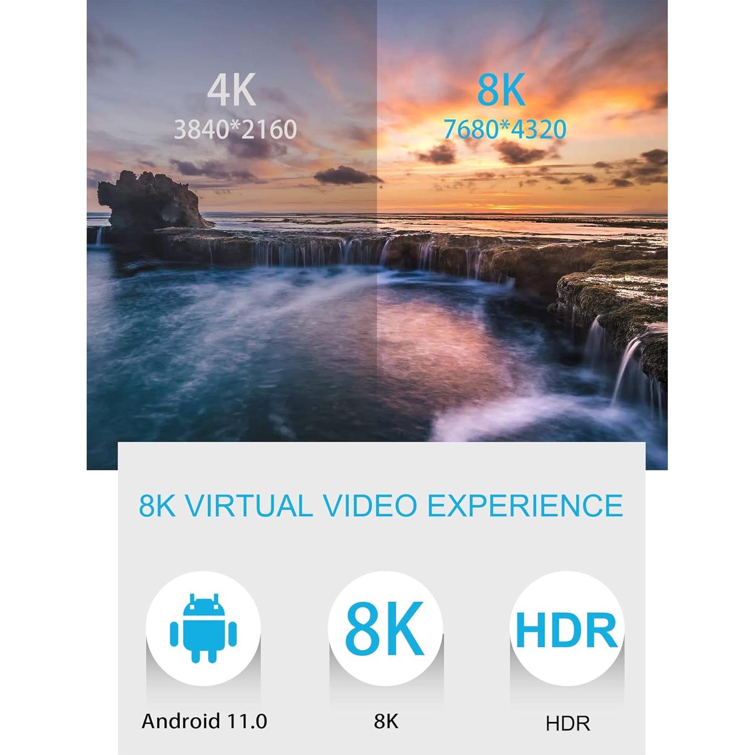 RUPA Android TV Box 11.0 8GB RAM 128GB ROM 8K HDR - Negro