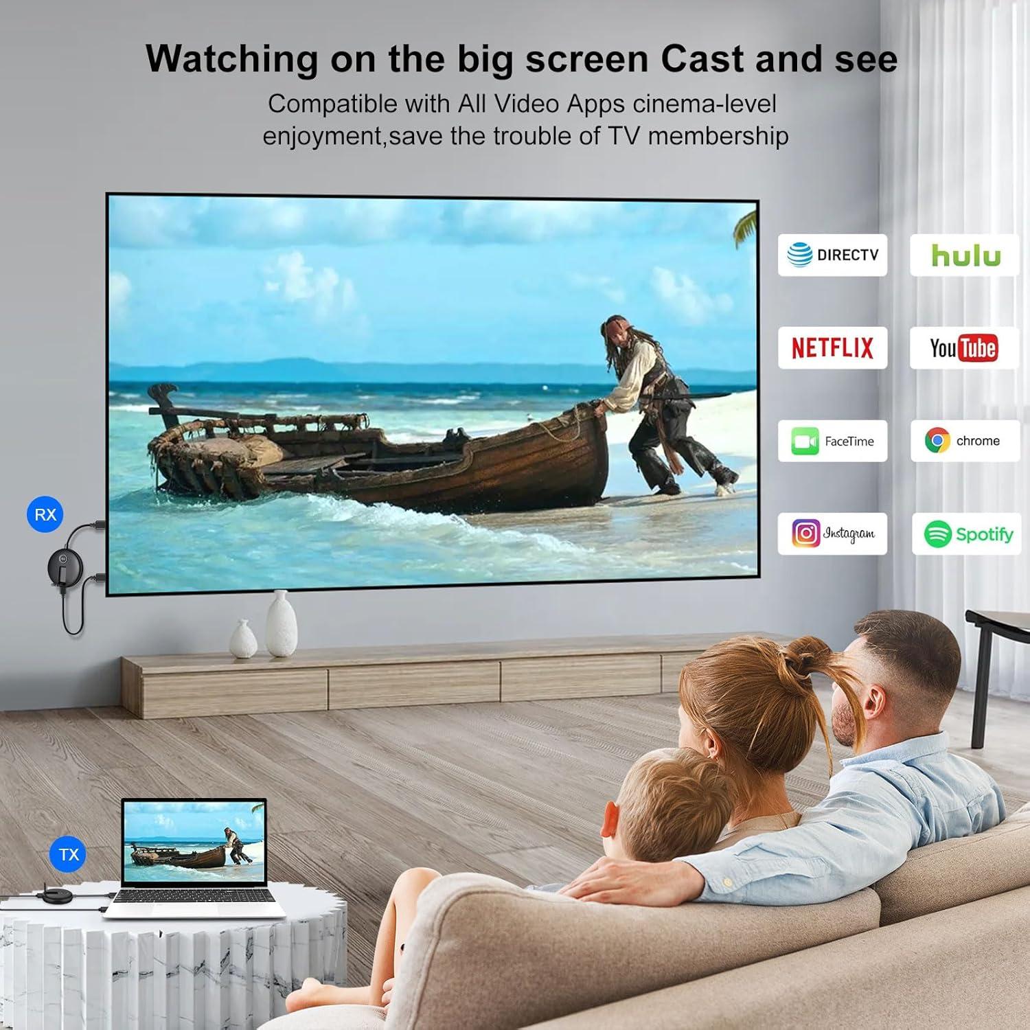 Transmisor y Receptor HDMI Inalámbrico YUYUNLOMN 4 Receptores 50m 1080P