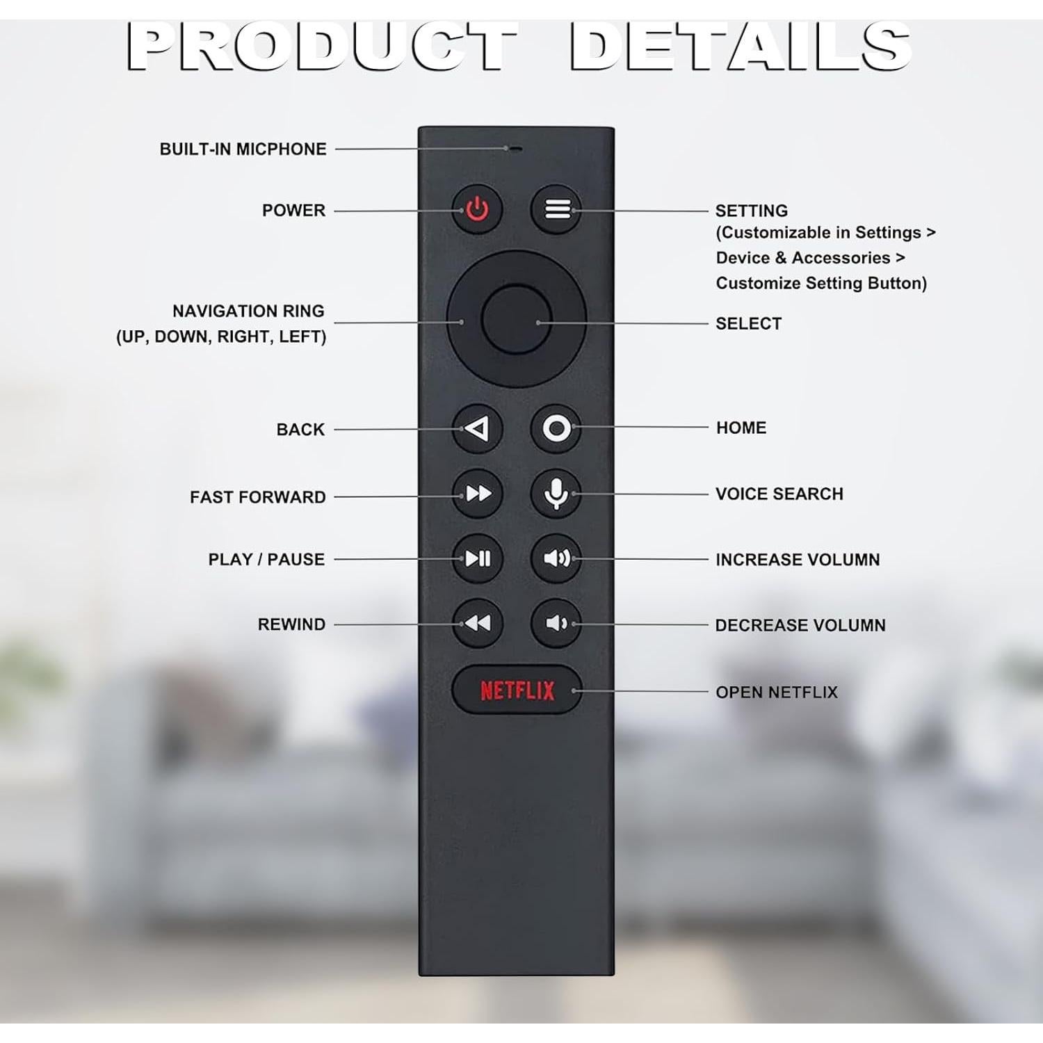 Control Remoto P3700 DeFascin para Nvidia Shield TV 2015/2017/2019