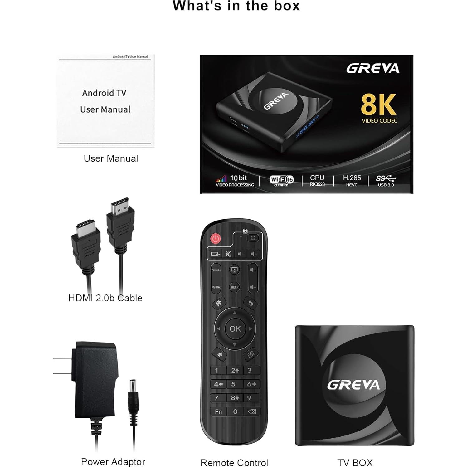 Caja Android TV GREVA 8K PRO13-8K-32 4GB RAM 32GB ROM