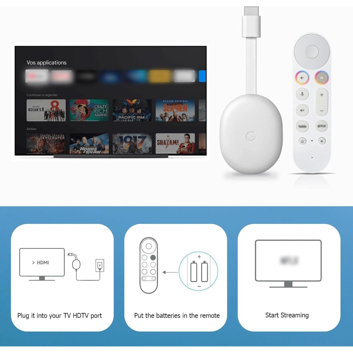Control Remoto Reemplazo LUIRSAY para Google TV 4K - Blanco
