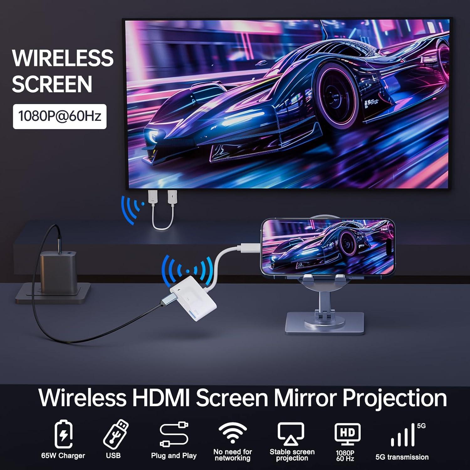 Transmisor y receptor HDMI inalámbrico USB C YICOSUN 1080P