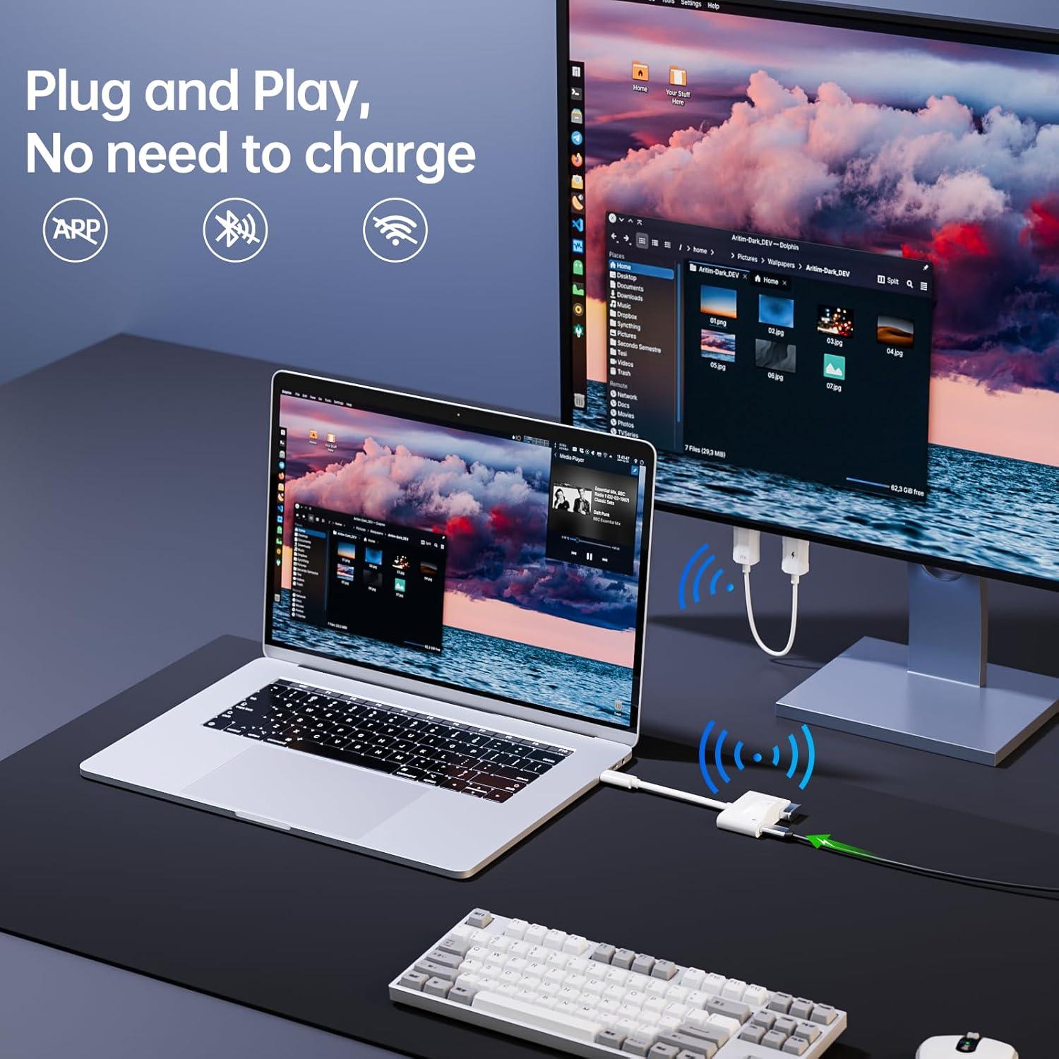 Transmisor y receptor HDMI inalámbrico USB C YICOSUN 1080P