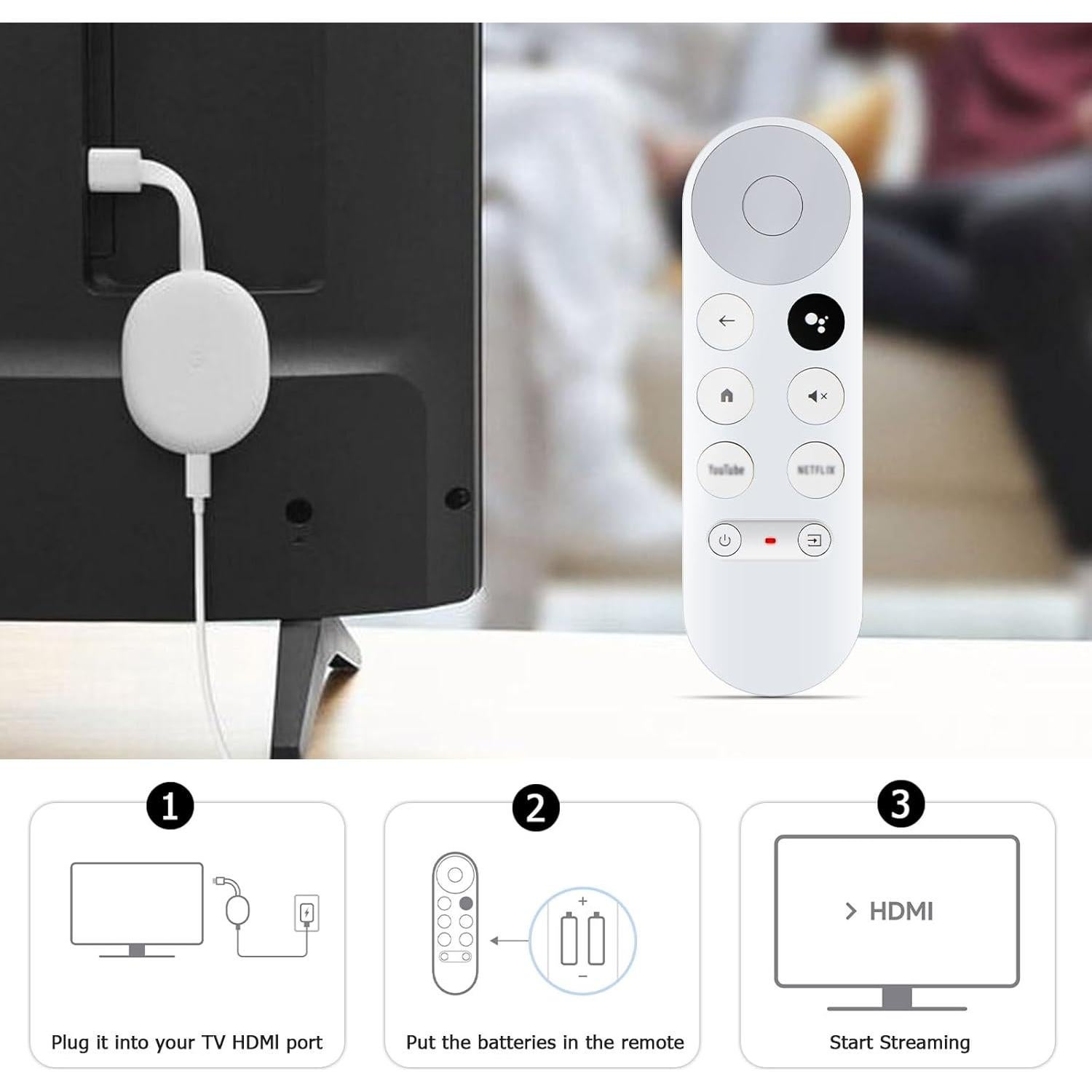 Control Remoto de Voz LUIRSAY para Google Chromecast 4K G9N9N