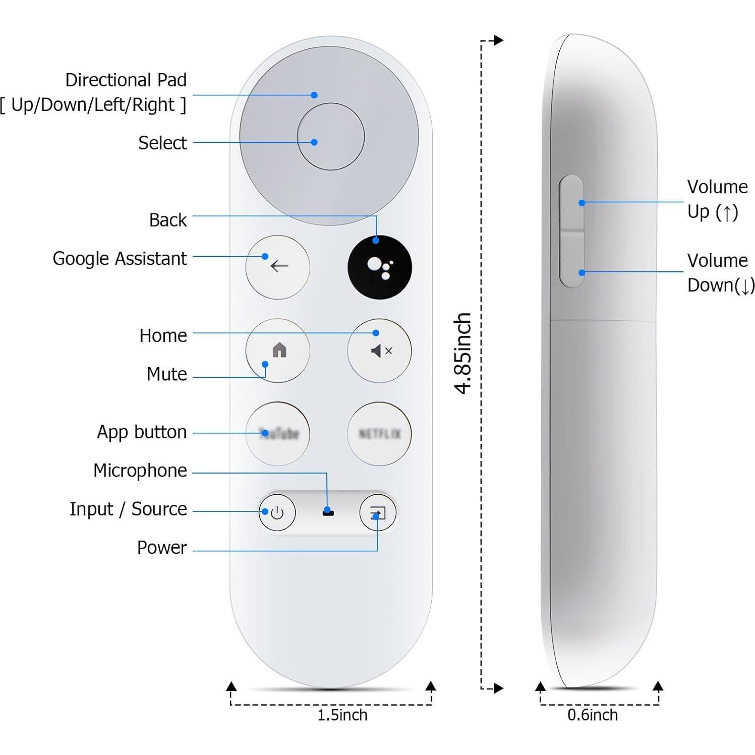 Control Remoto de Voz LUIRSAY para Google Chromecast 4K G9N9N