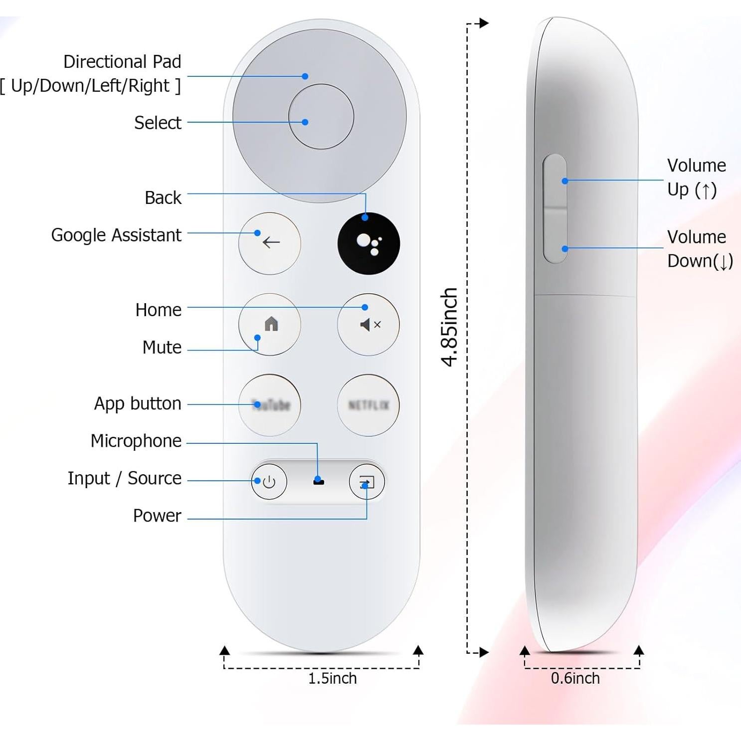Control Remoto Reemplazo Google Chromecast 4K G9N9N - Compatible