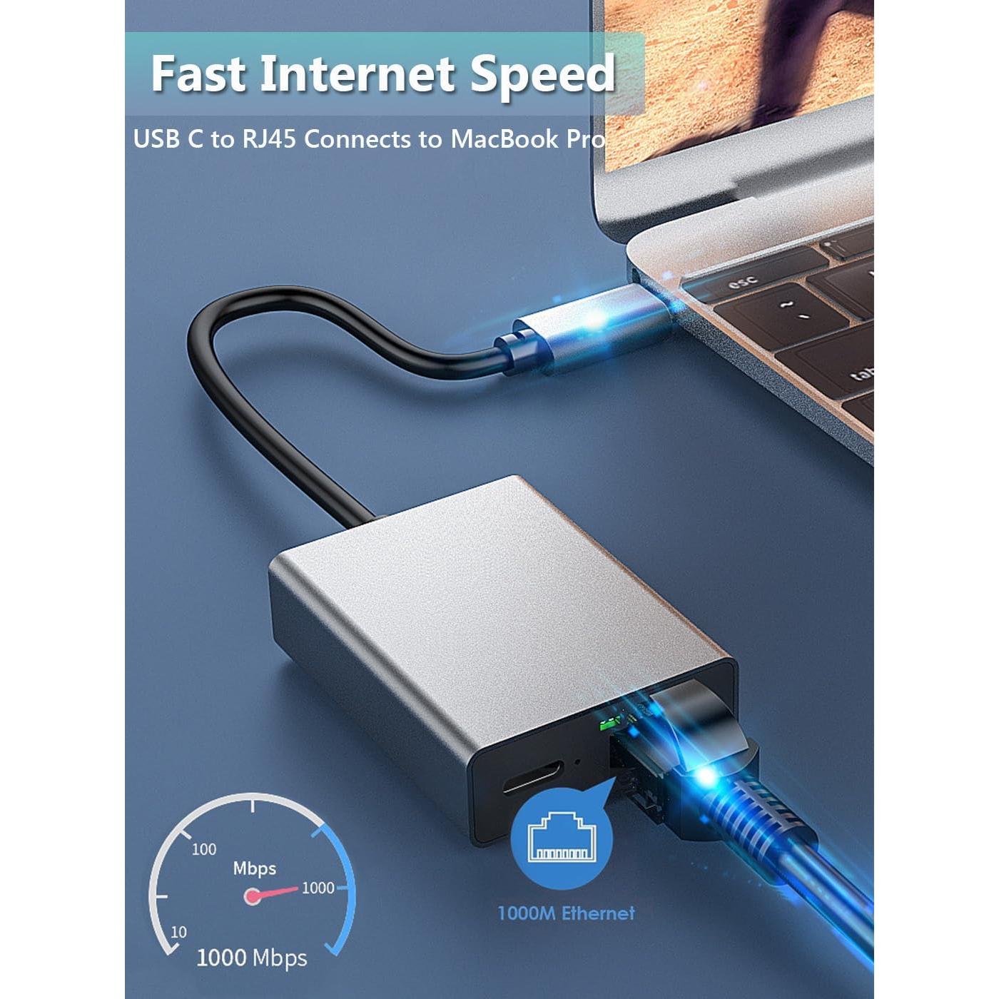 Adaptador USB C a RJ45 Snlrntin para Chromecast y Laptop