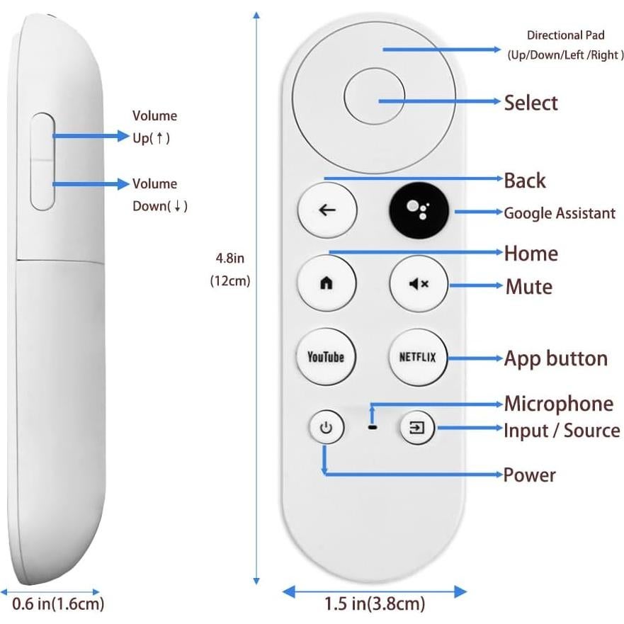 Control Remoto de Voz WSHAITE G9N9N para Chromecast 4K Nieve