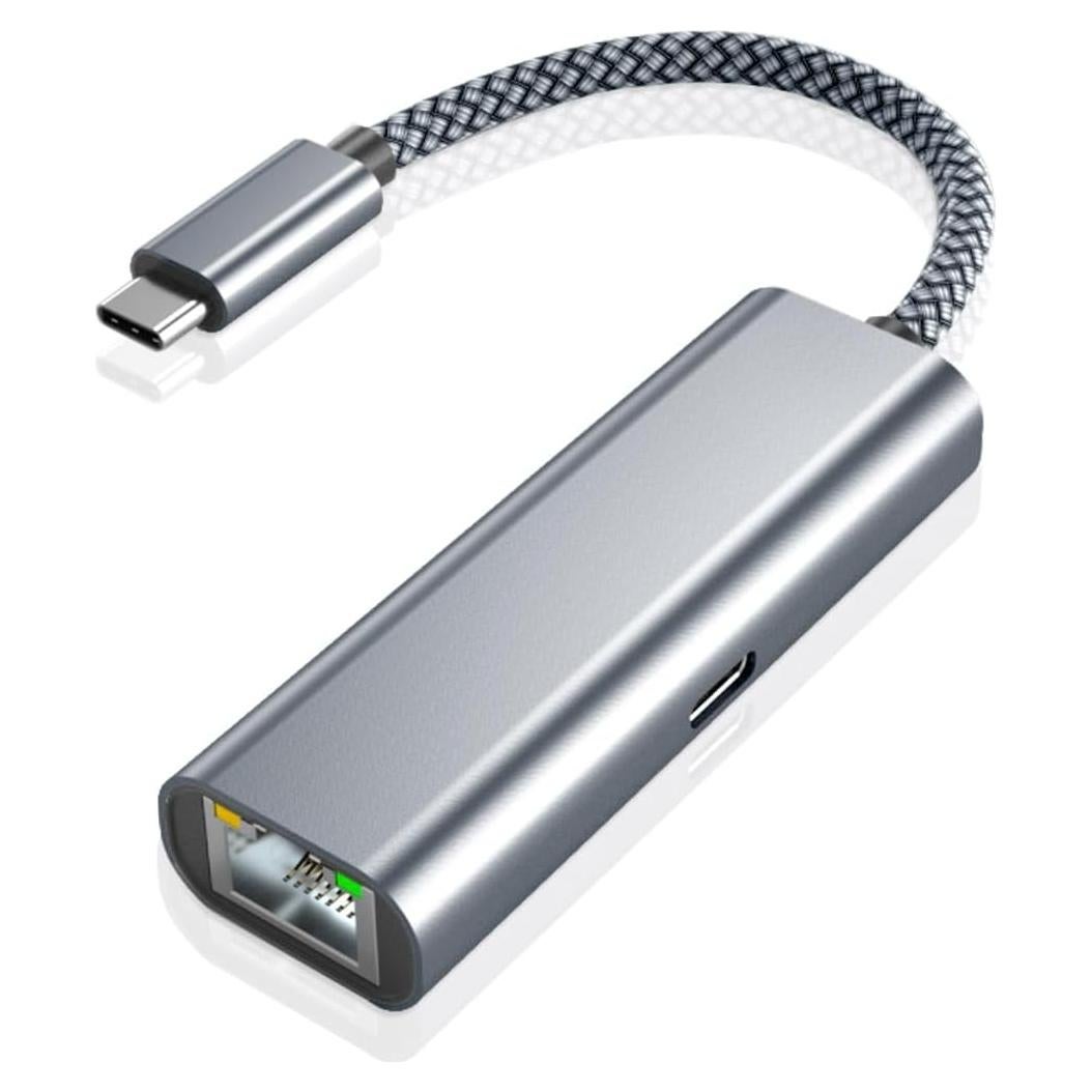 Adaptador Ethernet USB-C RUXELY a RJ45 con Carga 60W