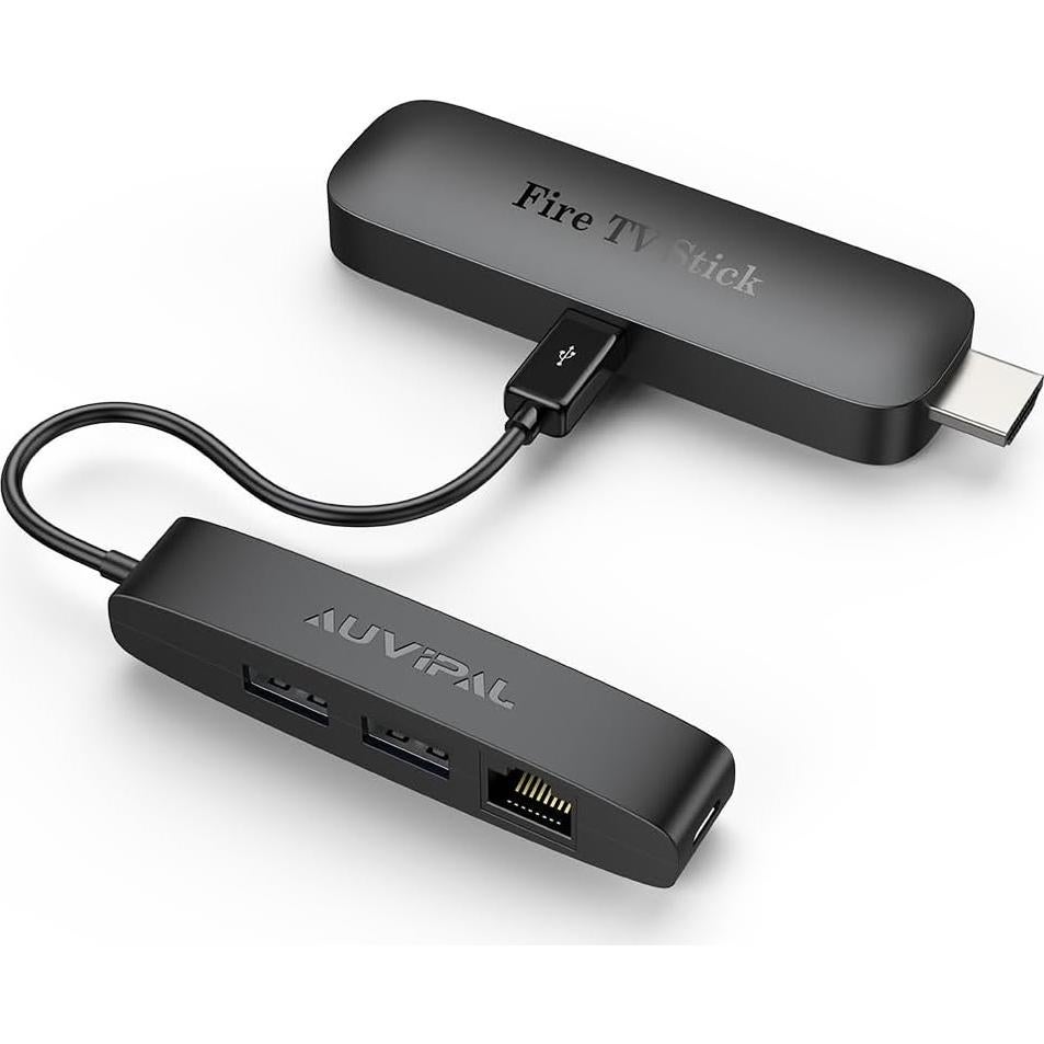 Adaptador Ethernet Micro USB 3-en-1 AuviPal con 2 USB y RJ45