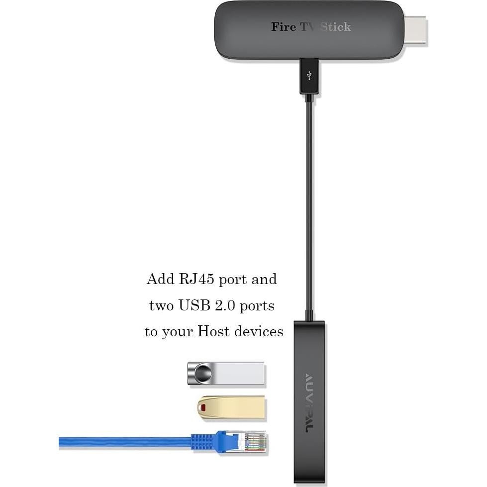 Adaptador Ethernet Micro USB 3-en-1 AuviPal con 2 USB y RJ45