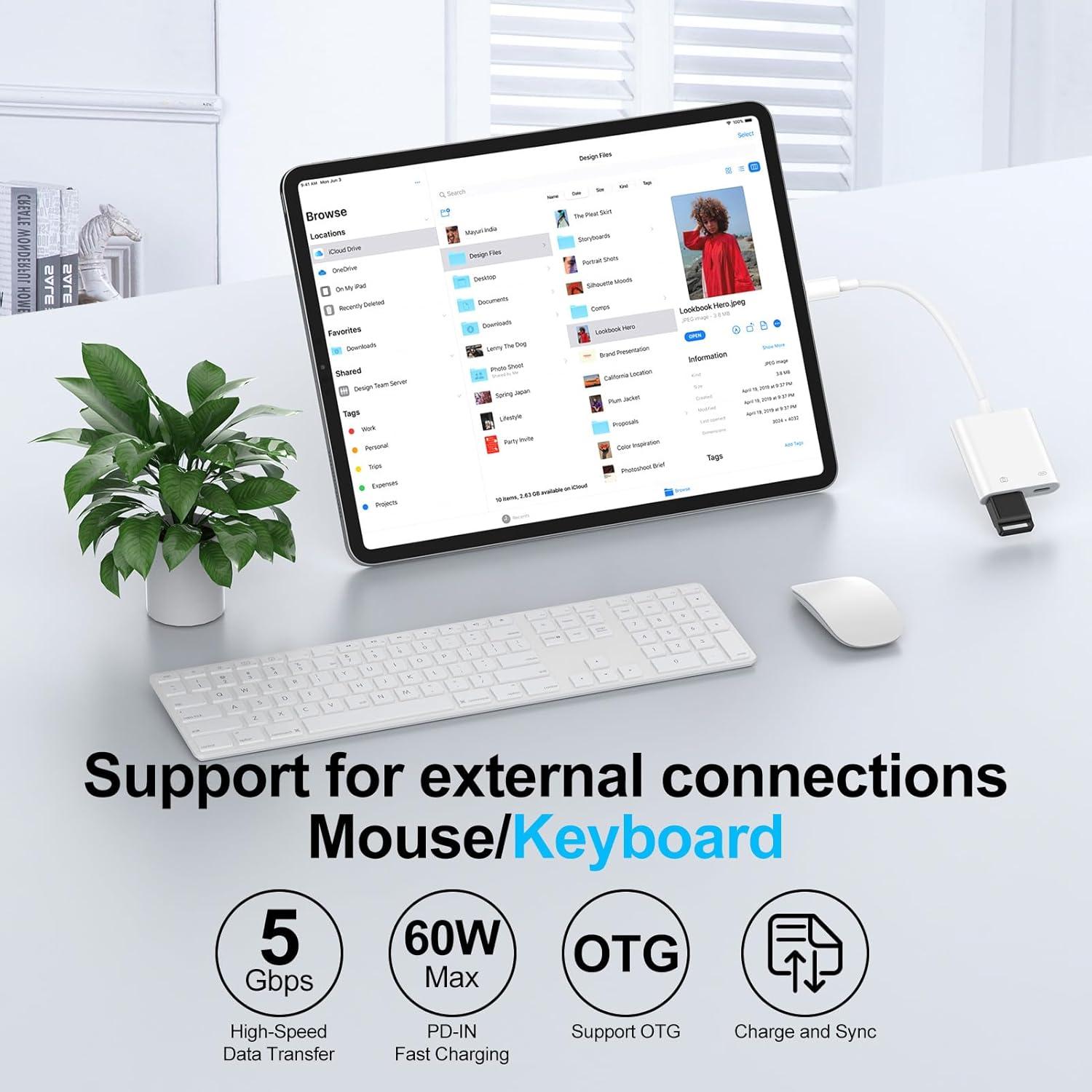 Adaptador USB C OTG 60W Ououdee para iPhone y Samsung