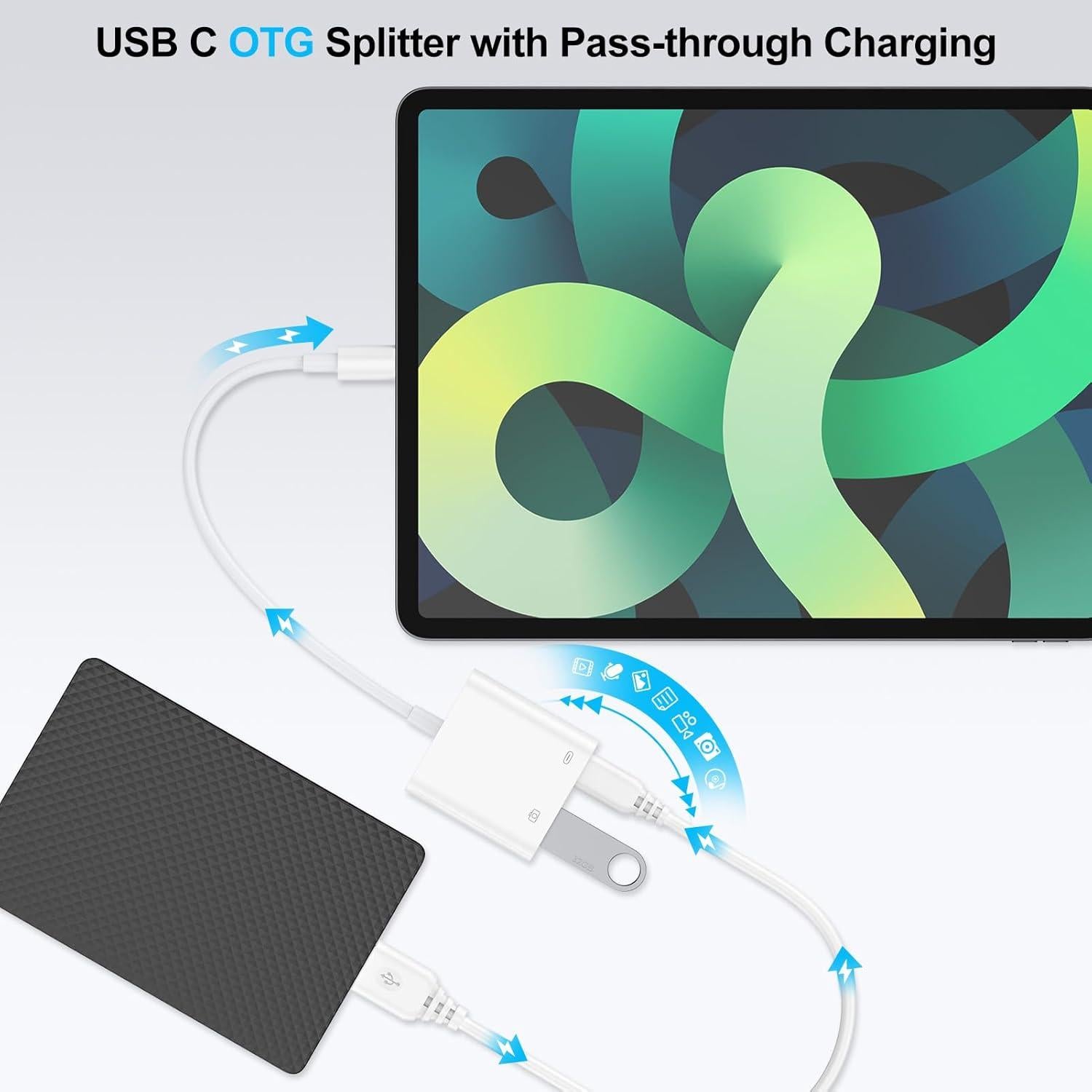 Adaptador USB C OTG 60W Ououdee para iPhone y Samsung