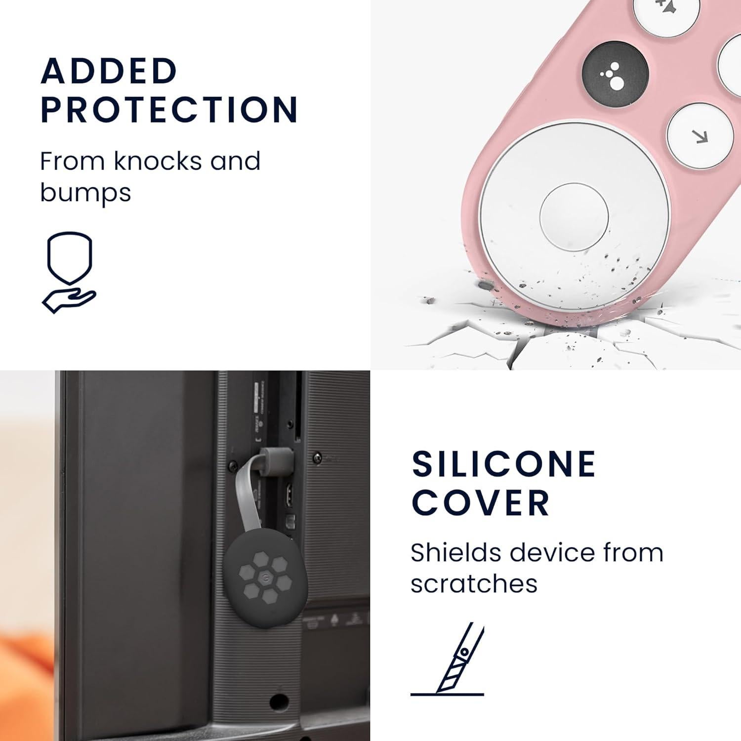 Juego de Fundas para Control Remoto Google Chromecast 2020 4K - KW-Commerce - Rosa Polvoriento