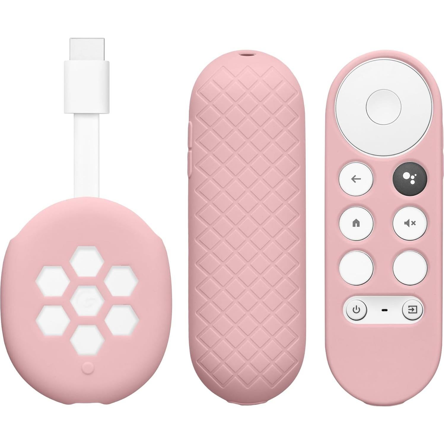 Juego de Fundas para Control Remoto Google Chromecast 2020 4K - KW-Commerce - Rosa Polvoriento