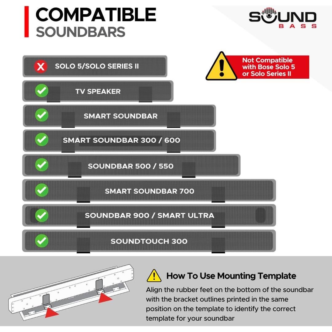 Soporte de Pared Ajustable Soundbass para Barra de Sonido Bose