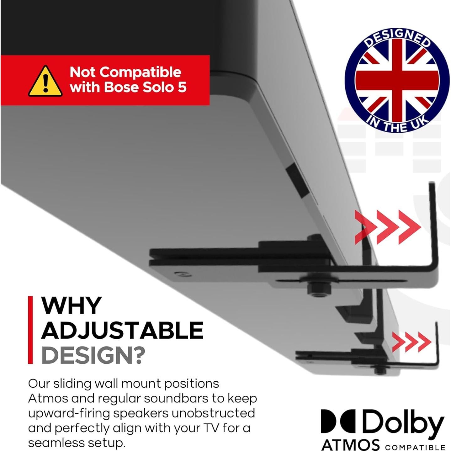 Soporte de Pared Ajustable Soundbass para Barra de Sonido Bose