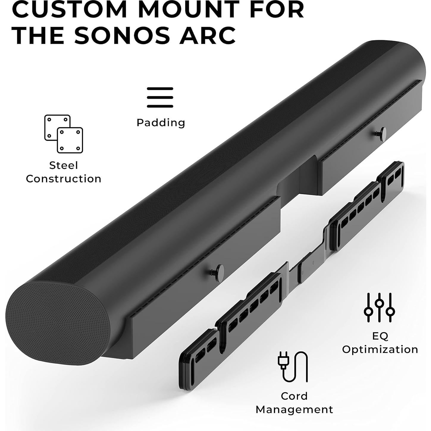 Soporte de Pared HumanCentric para Sonos Arc - Diseño Oculto, Negro