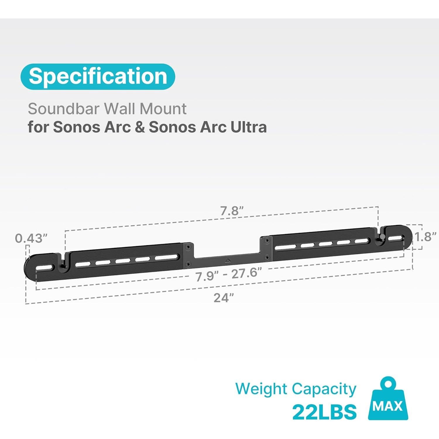 Soporte de pared para barra de sonido PEGZONE Sonos Arc Ultra