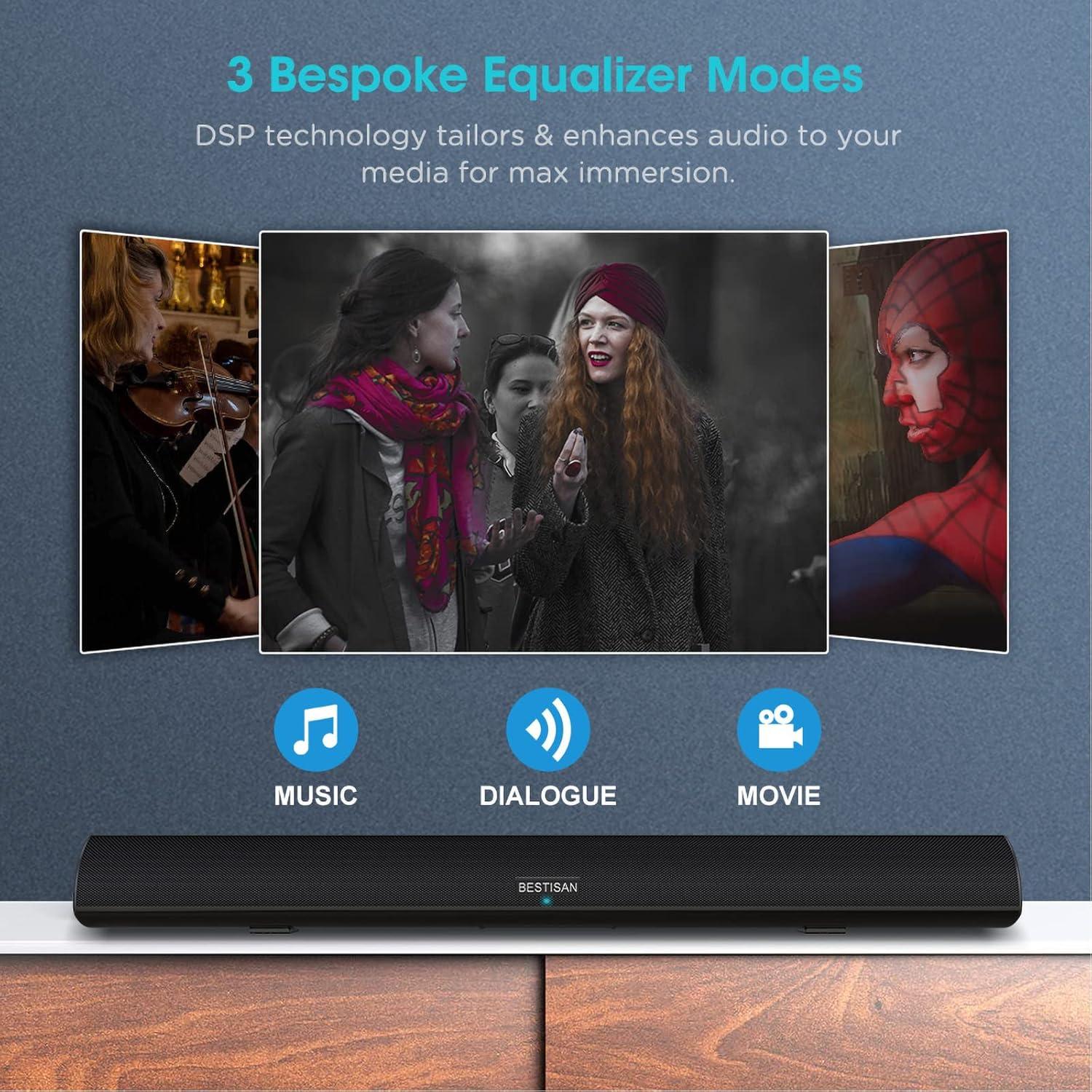 Barra de Sonido BESTISAN 100W 101.6cm Bluetooth 5.0 con Subwoofer