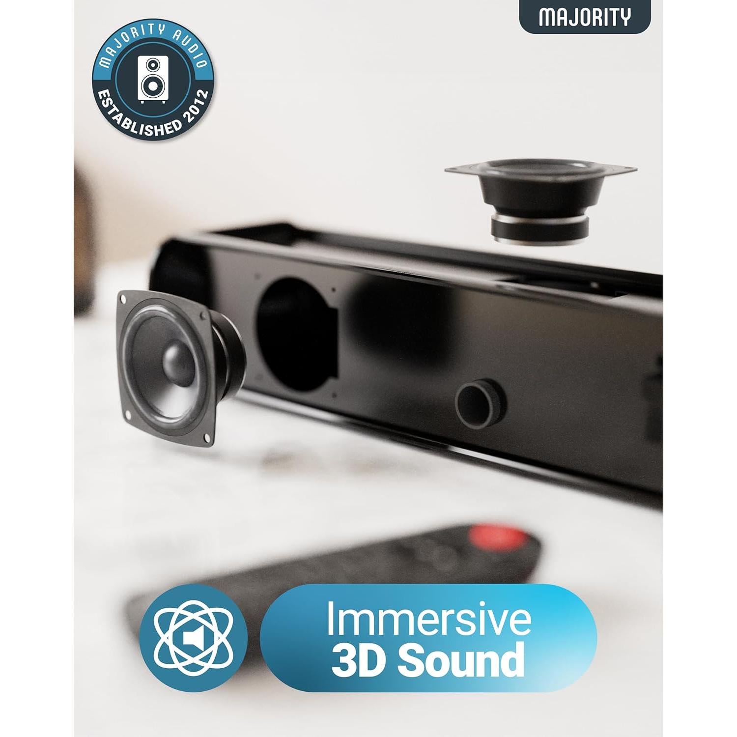 Barra de Sonido Inalámbrica Majority Naga 80 140W 2.1 HDMI
