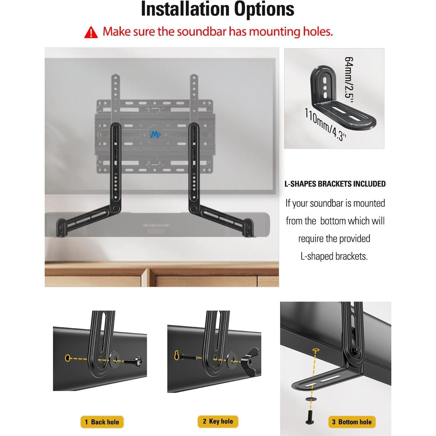 Soporte de Barra de Sonido Mounting Dream MD5420 Ajustable 6.8 KG