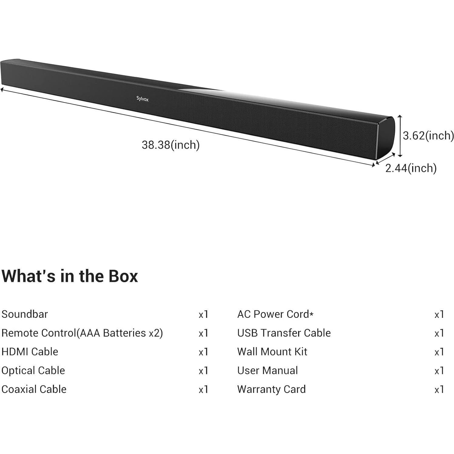 Barra de Sonido Sylvox Elf S2 60W Bluetooth IP65 Montable