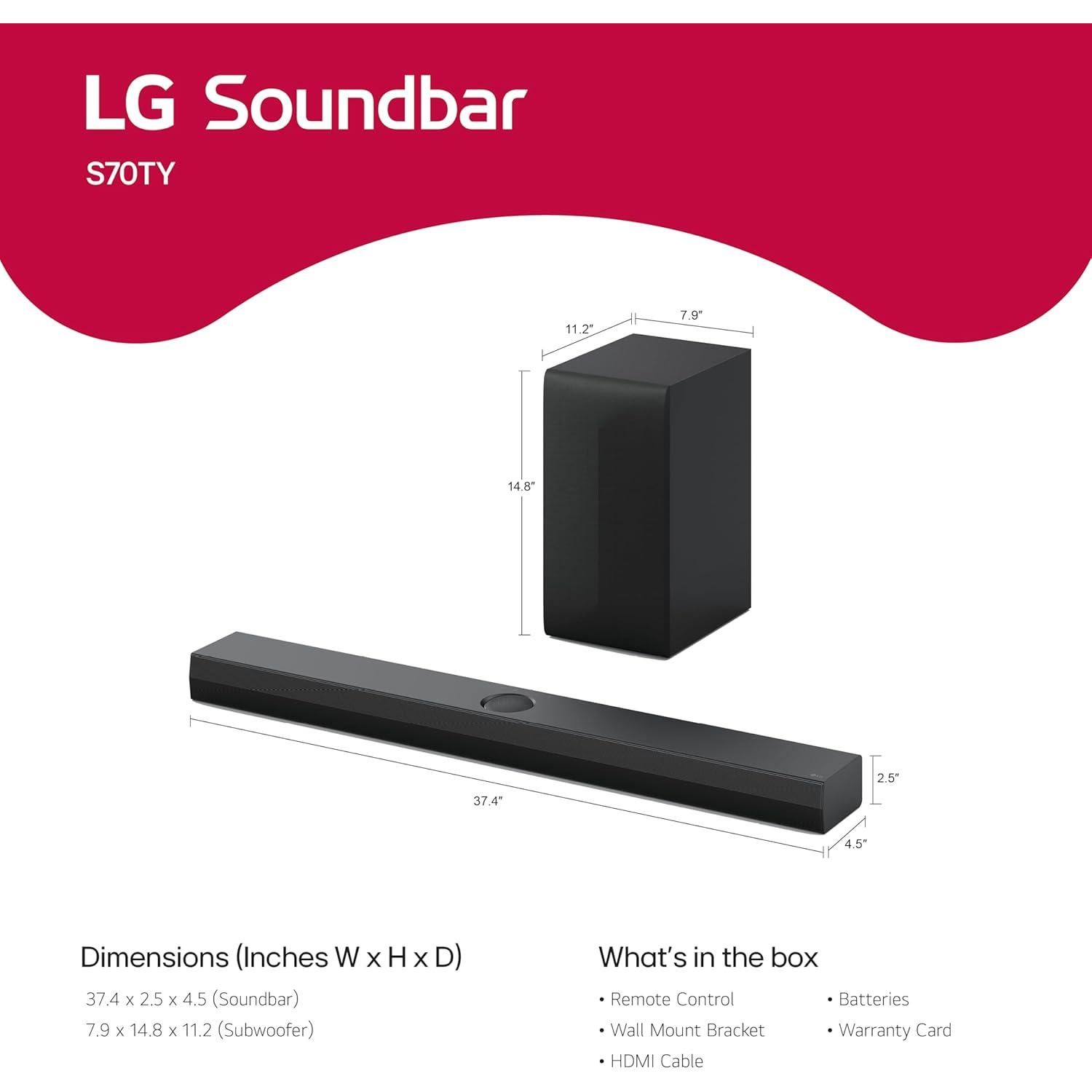 Barra de Sonido LG S70TY 3.1.1 Canales Dolby Atmos Inalámbrica