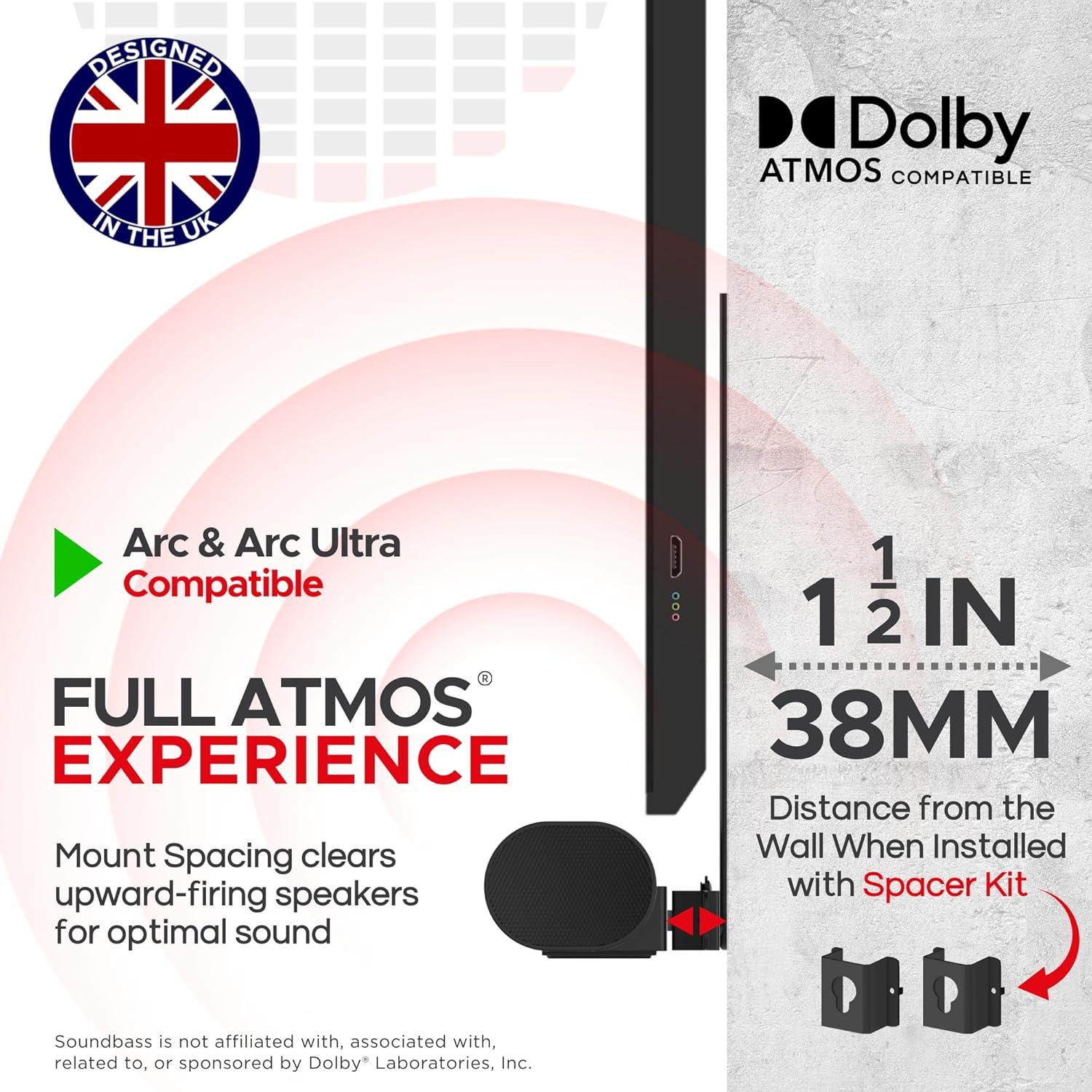 Soporte de TV Soundbass ARC Negro Compatible con Sonos Arc