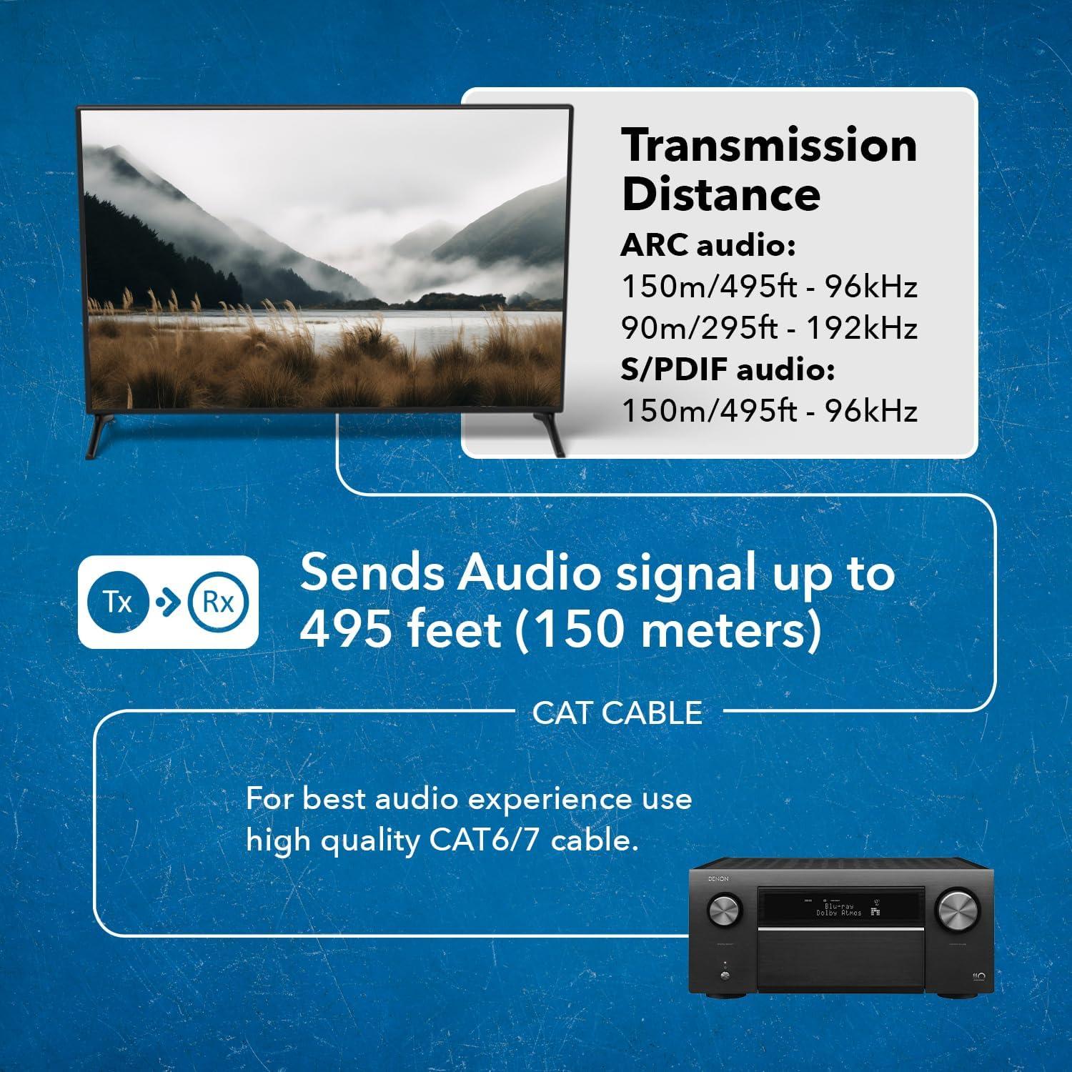 Extensor de Audio HDMI ARC OREI ARC-EX300-K hasta 91.44m