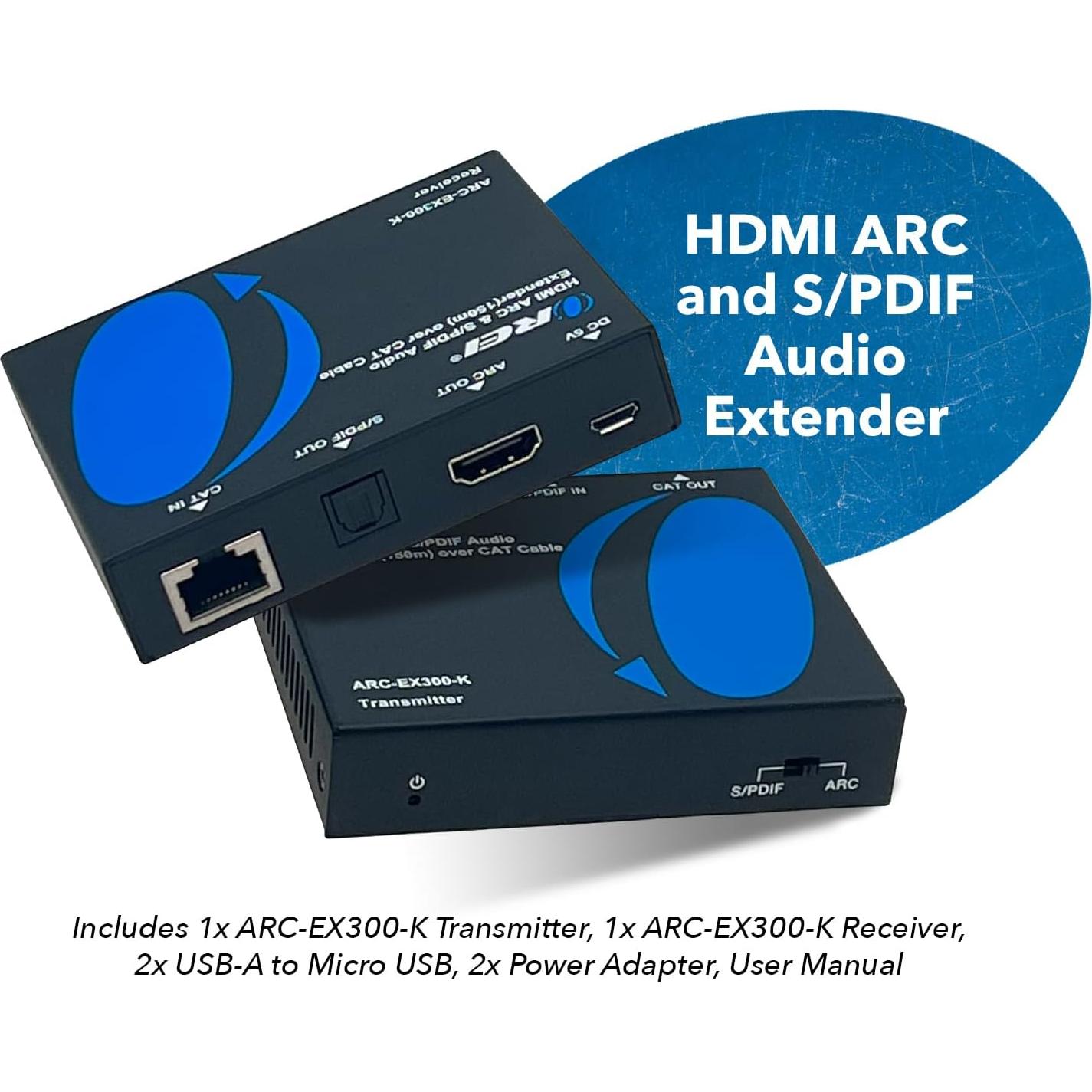 Extensor de Audio HDMI ARC OREI ARC-EX300-K hasta 91.44m