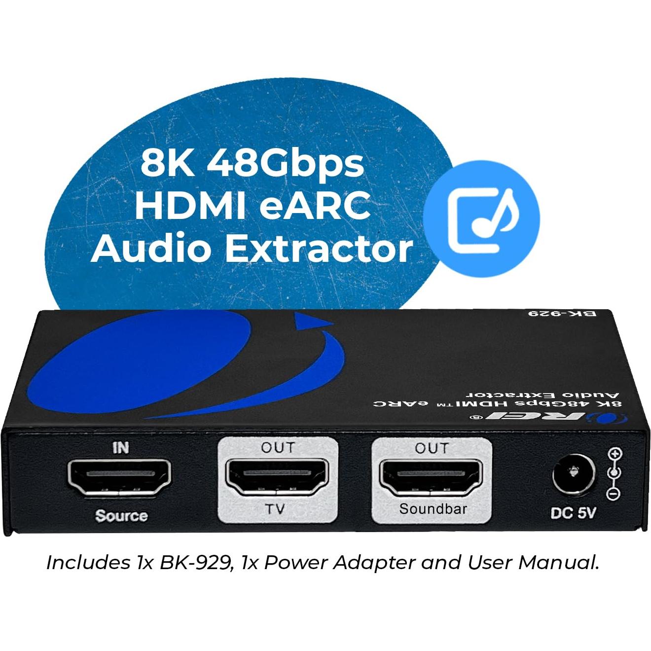 Extractor de Audio eARC OREI BK-929 4K 120Hz HDMI 2.0