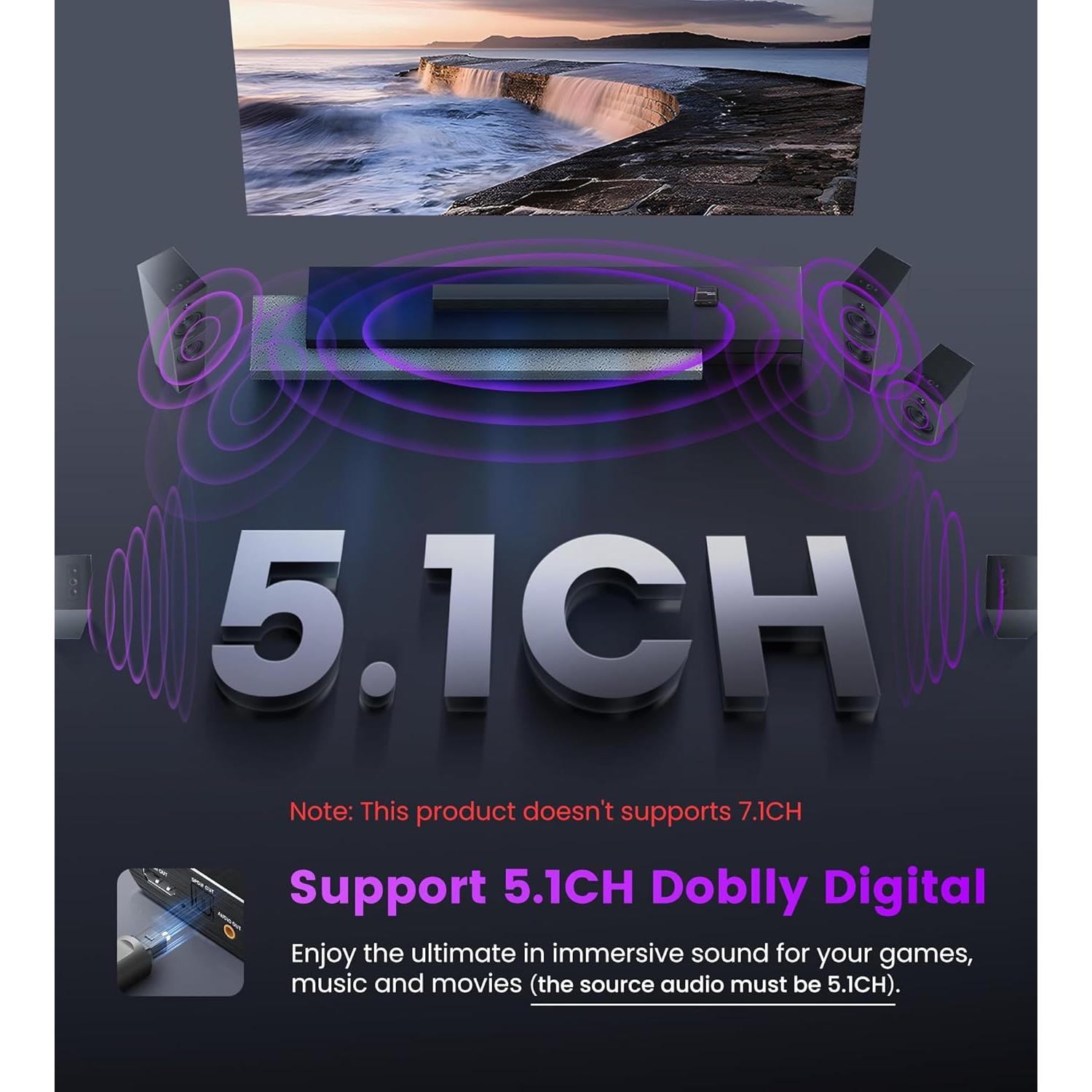 Extractor de Audio HDMI avedio links 4K 60Hz Toslink y 3.5mm