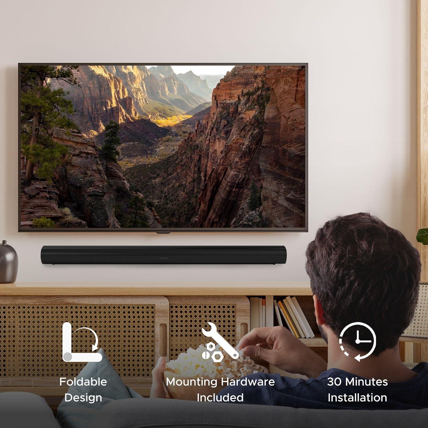 Soporte de Pared Soundbass ARC-WM-B para Sonos Arc y Arc Ultra, Negro, Ajustable