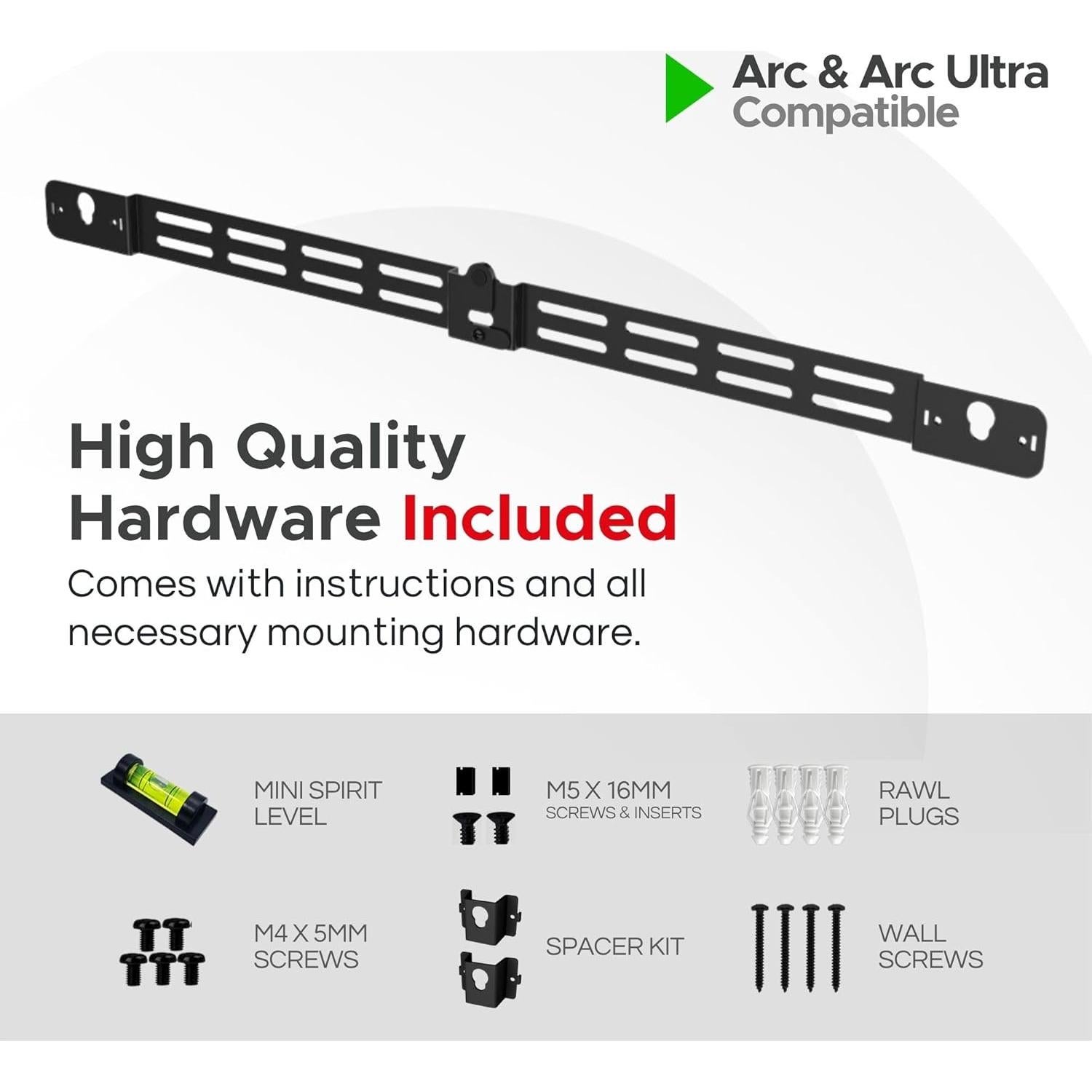 Soporte de Pared Soundbass ARC-WM-B para Sonos Arc y Arc Ultra, Negro, Ajustable