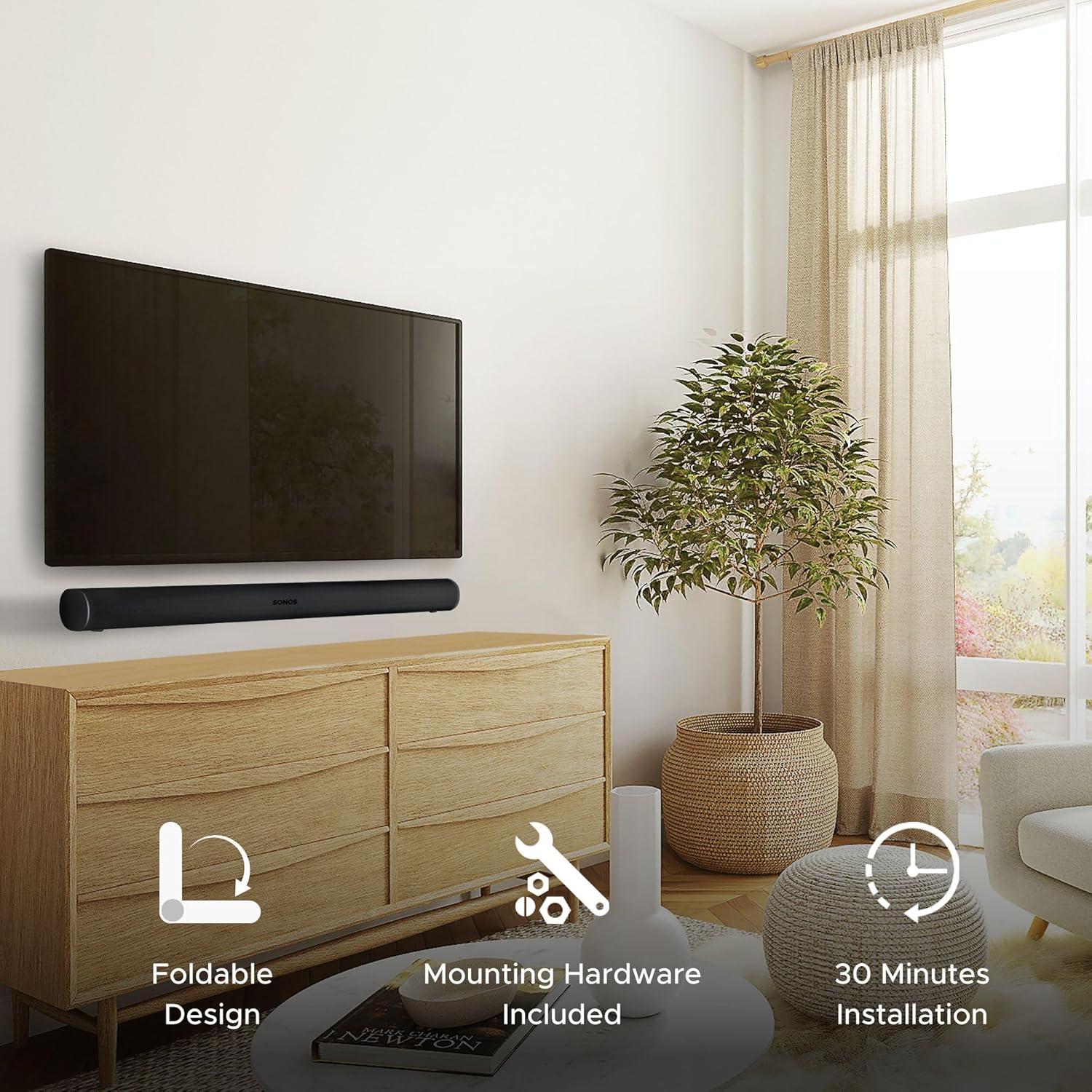 Soporte de Pared Soundbass ARC-WM-B para Sonos Arc y Arc Ultra, Negro, Ajustable