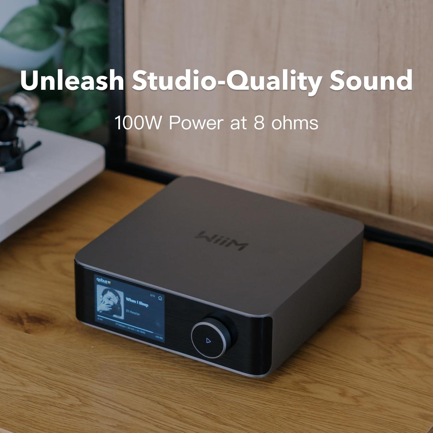 Amplificador Streaming WiiM Amp Ultra 100W DAC ESS HDMI Gris