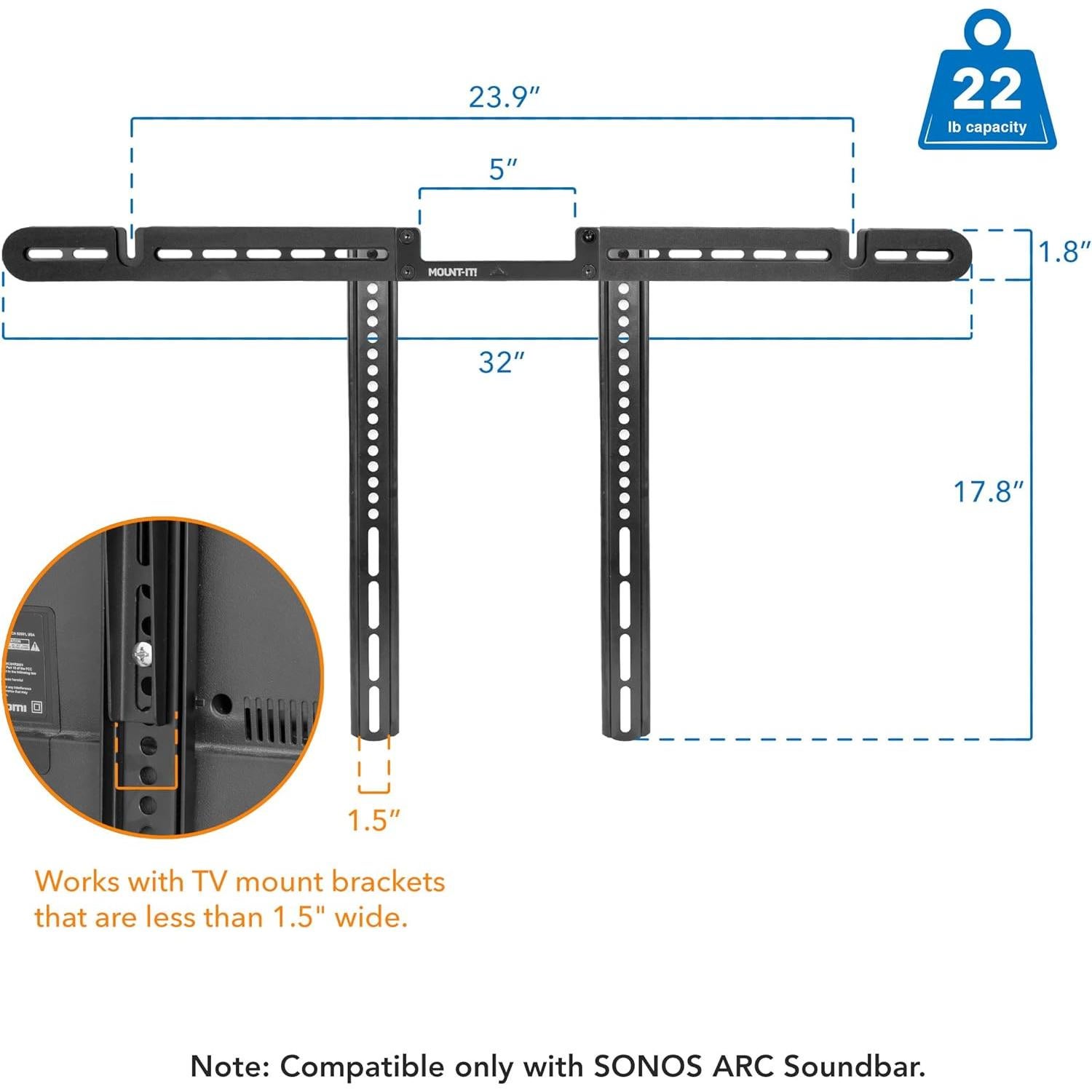 Soporte de Altavoz Mount-It! para TV Sonos Arc - Negro