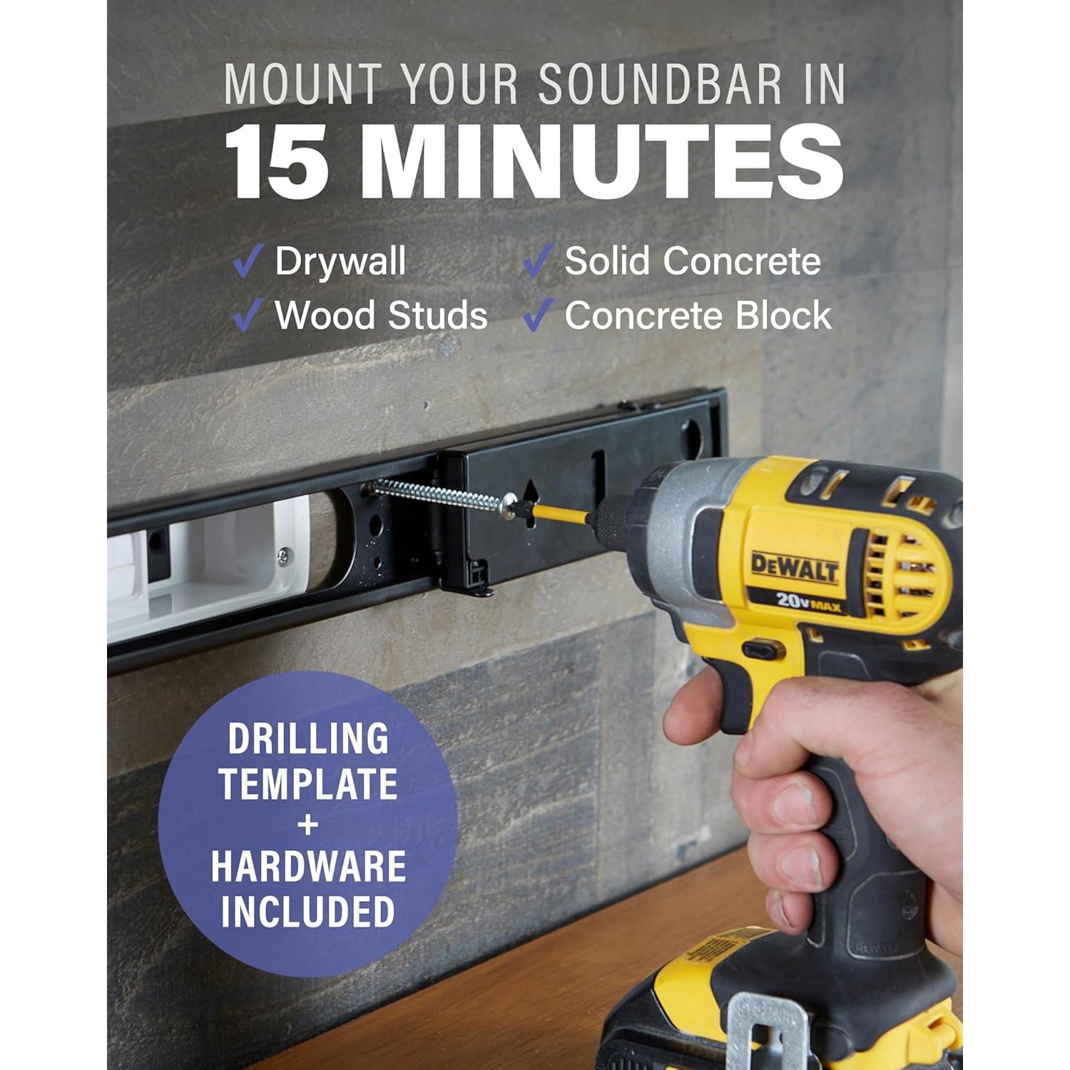 Soporte de pared SANUS para barra de sonido Sonos Arc - Ajustable 12.7 cm